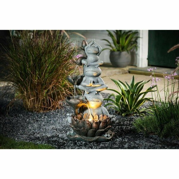 Grilltown Luxen Home Resin Frog Totem Outdoor Fountain with LED Light GR3264991